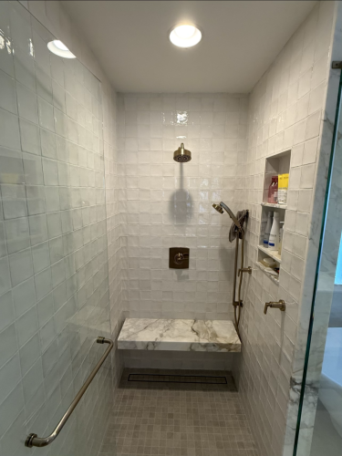 Bathroom Remodel Walk-in Shower Niche & Seat