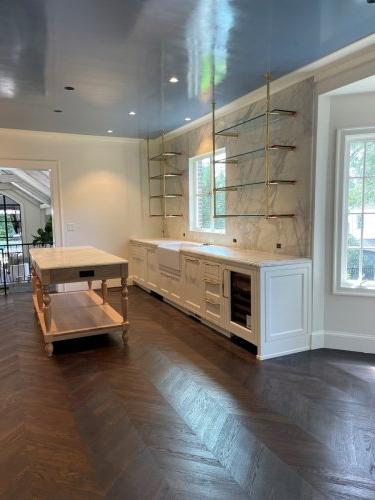 Kitchen Remodel – Sink wall with glass shelves