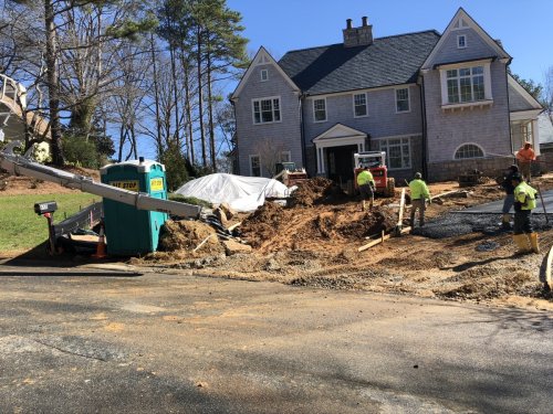 New Construction- New Home Build Exterior Front view with Siding and Stone work